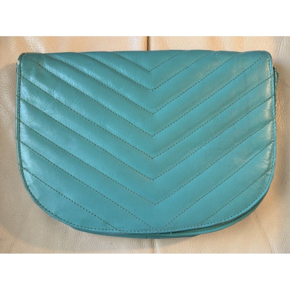 VTG 70/80s Teal Blue Purse Boho Retro 🩵 *strap Broken* GENUINE LEATHER India